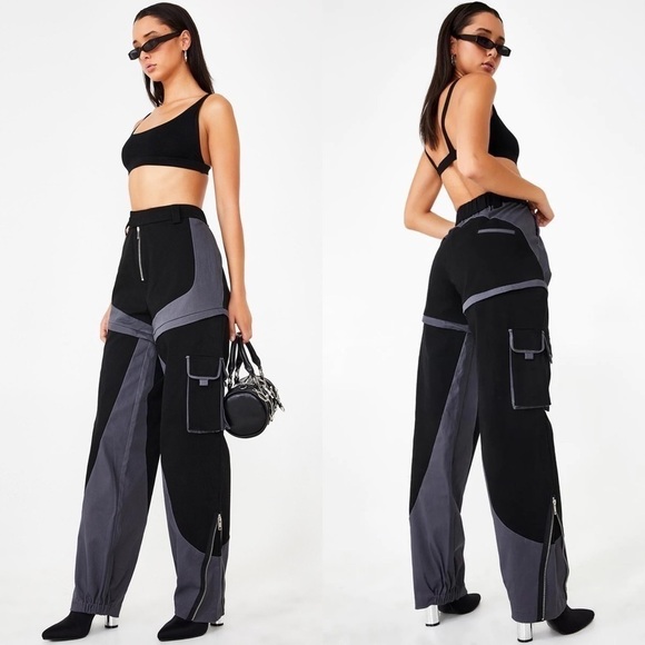 I.AM.GIA Pant Frances Cargo Pockets Removable Shorts Zipper Baggy Black S GUC - Picture 11 of 13